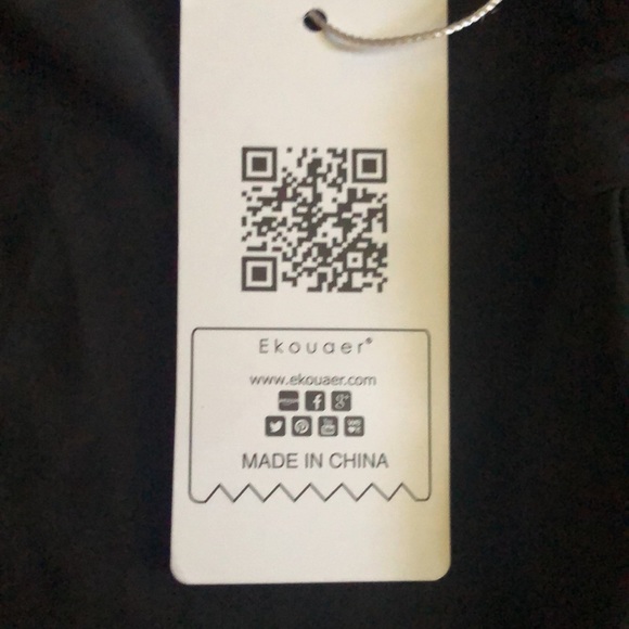 EKOUEAR HALTER TANKINI TOP BLACK WITH BLUE RUFFLE TRIM SIZE SMALL NEW WITH TAGS - Picture 8 of 12